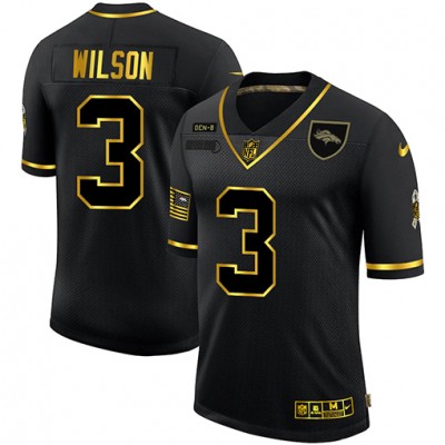 Denver Denver Broncos #3 Russell Wilson Men's Nike 2020 Salute To Service Golden Limited NFL Jersey Black